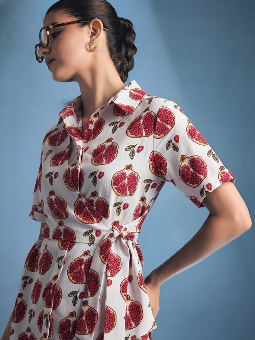 Pure Cotton Waist Tie-Up Shirt