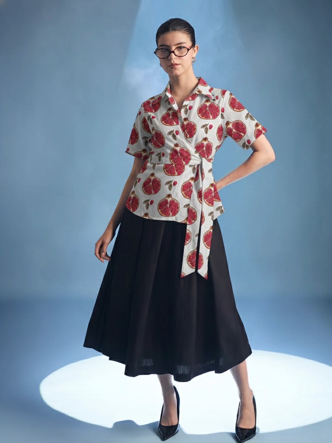 Pure Cotton Waist Tie-Up Shirt