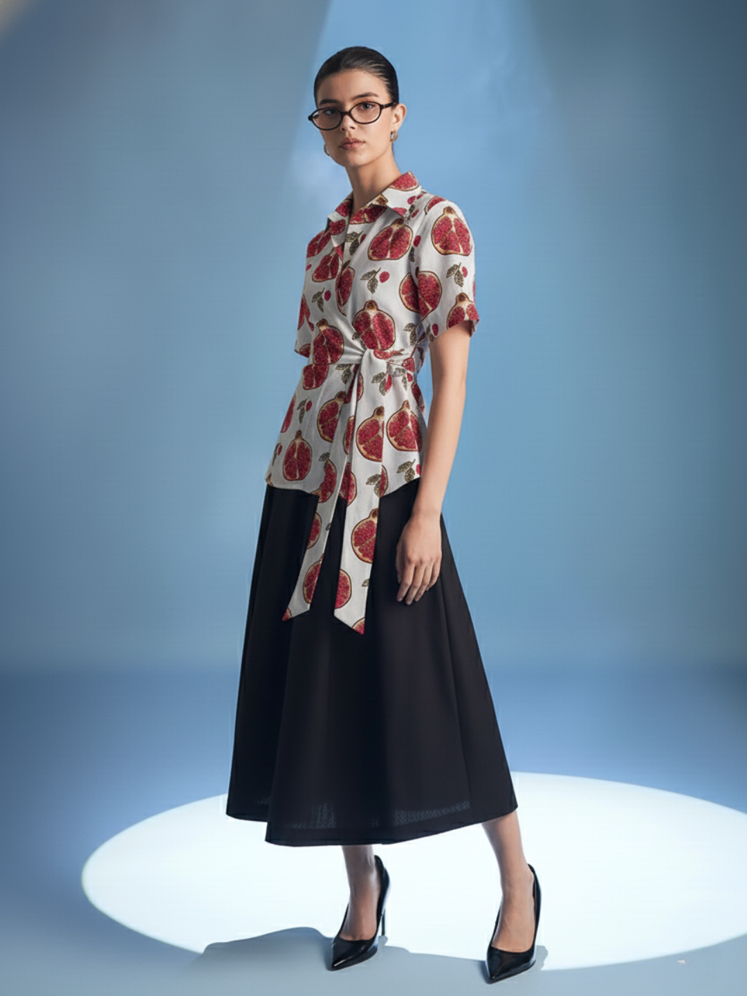 Pure Cotton Waist Tie-Up Shirt