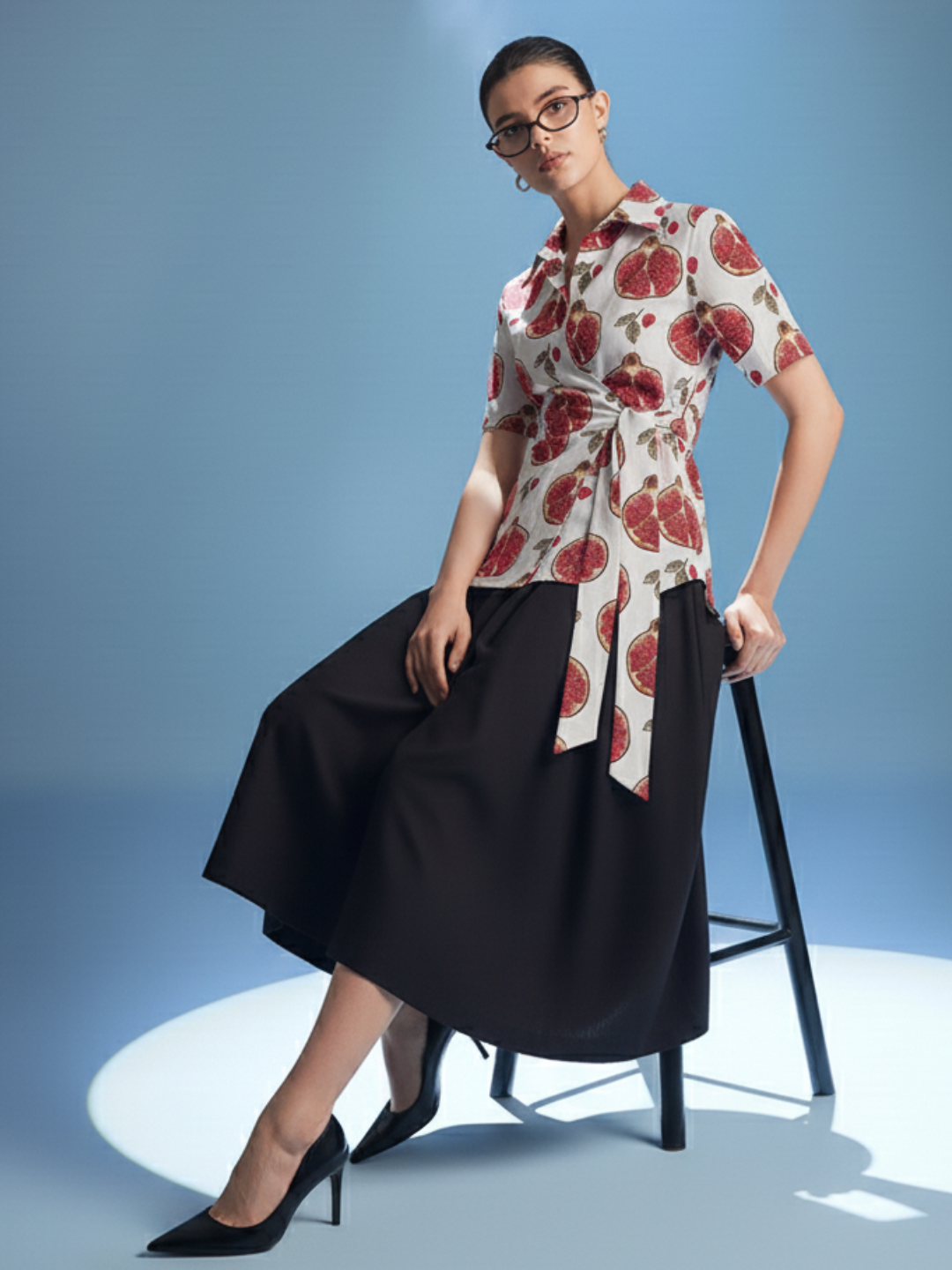 Pure Cotton Waist Tie-Up Shirt