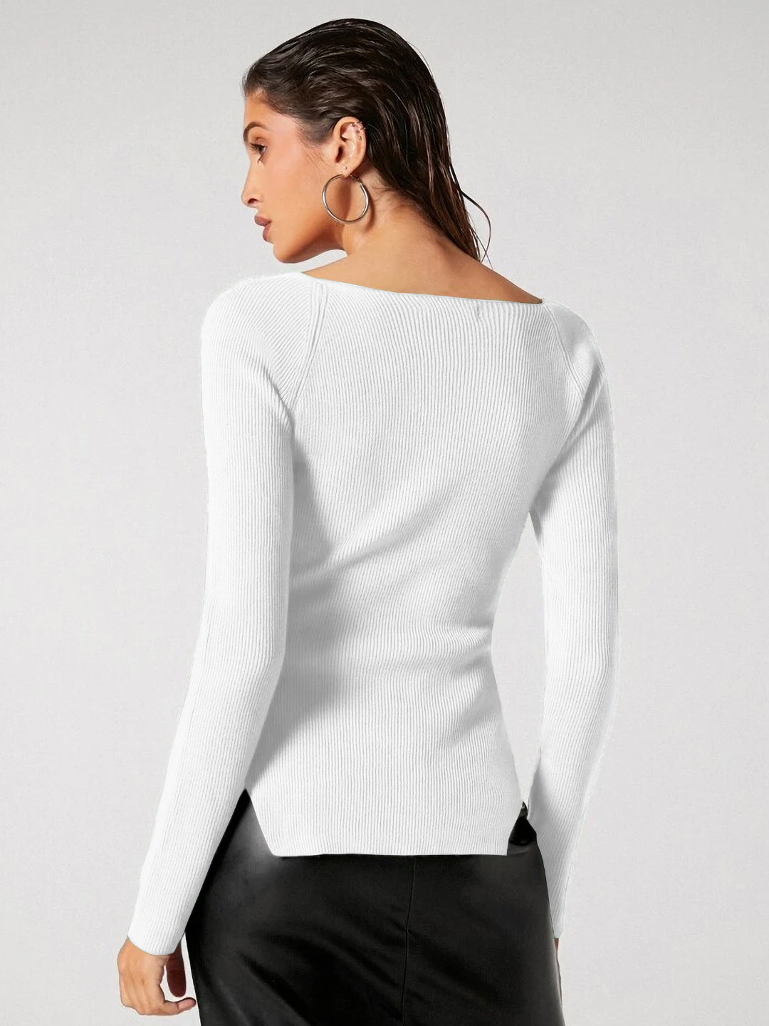 Stretchable Ribbed Sweetheart Neck Top - Uptownie