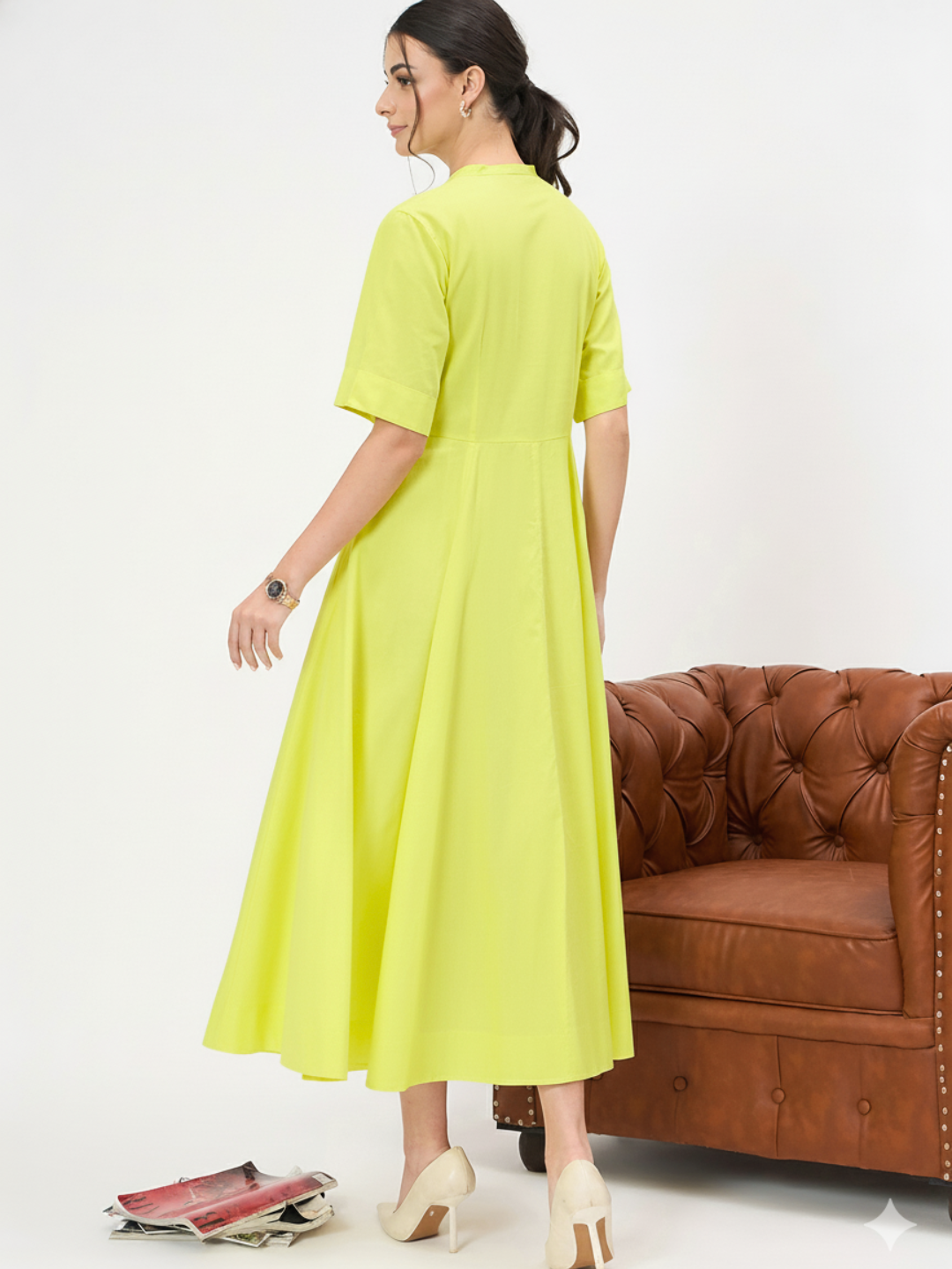 Corset Panelled Cotton Midi Dress