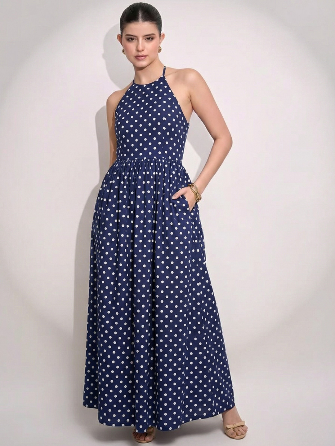 halter neck cotton maxi dress Halter Neck Cotton Maxi Dress
