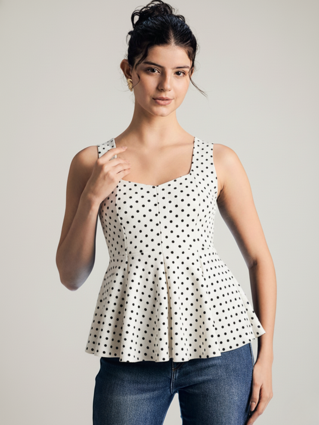 Stretchable Panelled Peplum Top