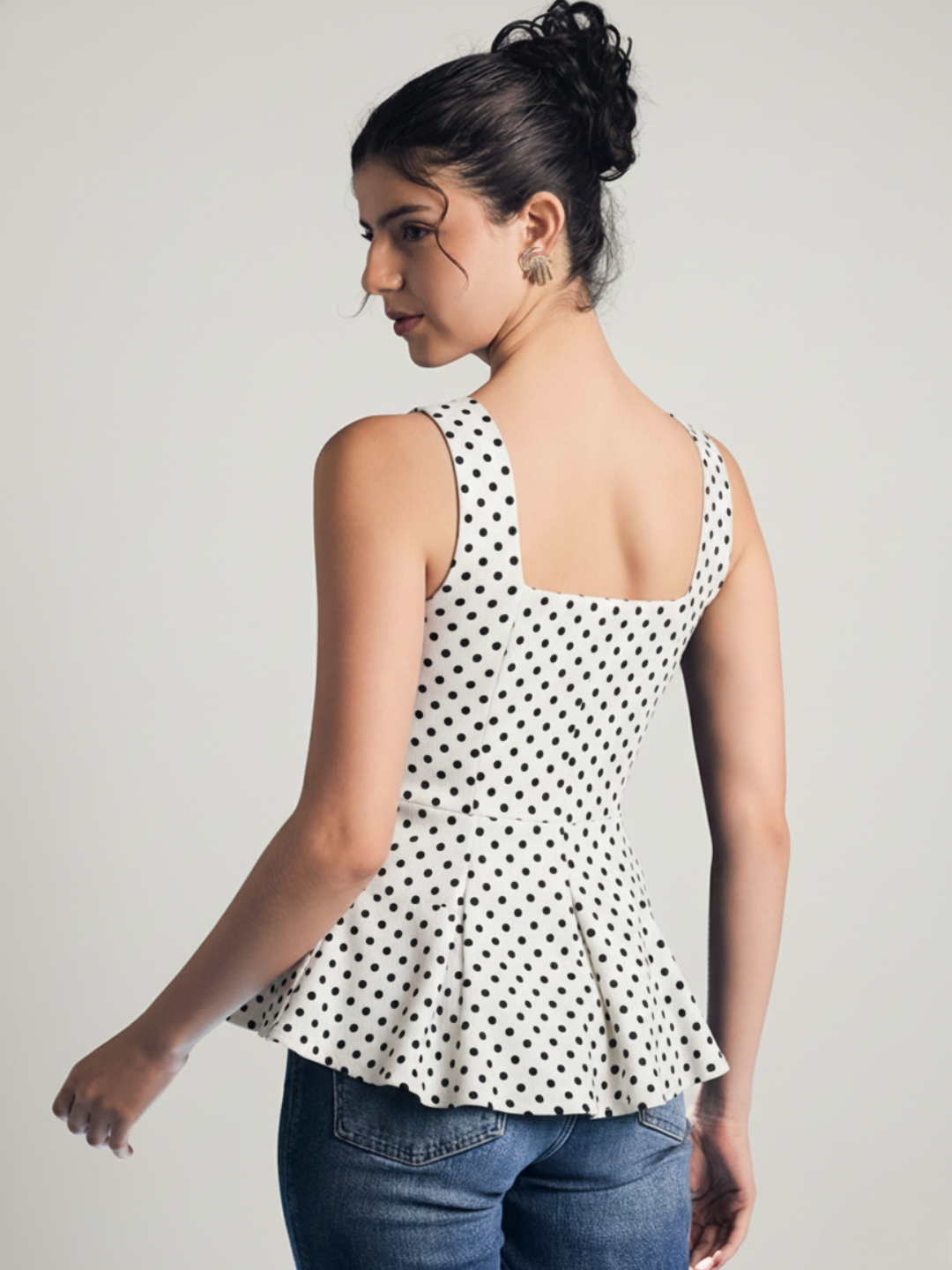 Stretchable Panelled Peplum Top