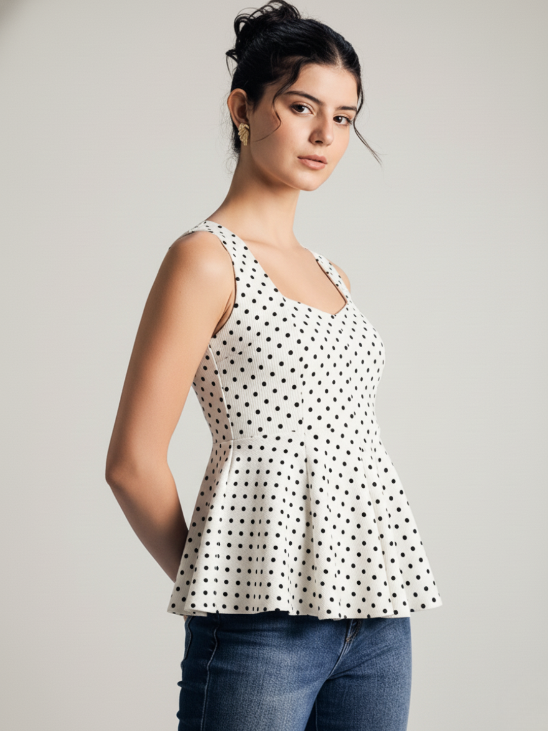 Stretchable Panelled Peplum Top