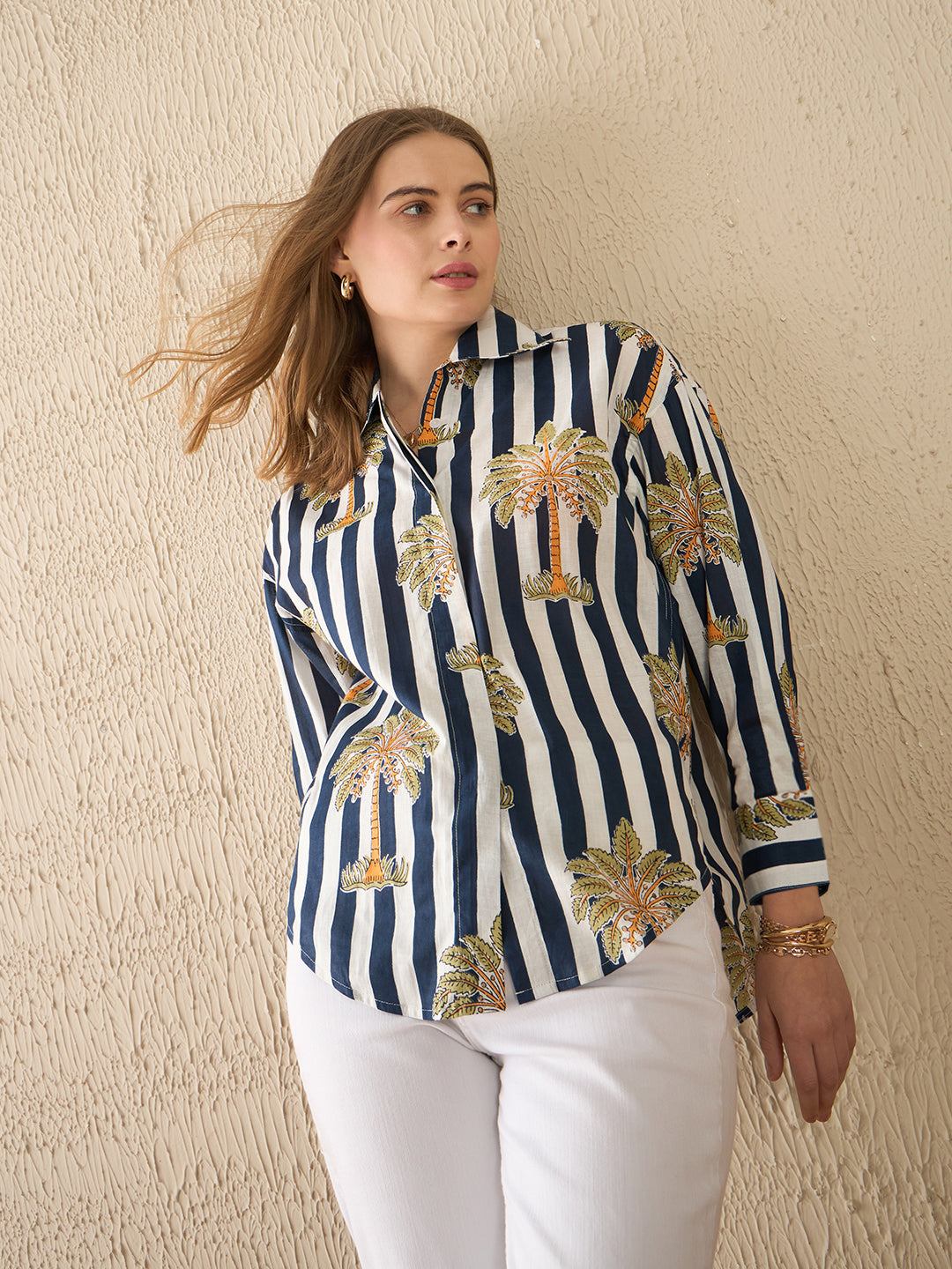 Printed Asymmetrical Cotton Shirt - Uptownie