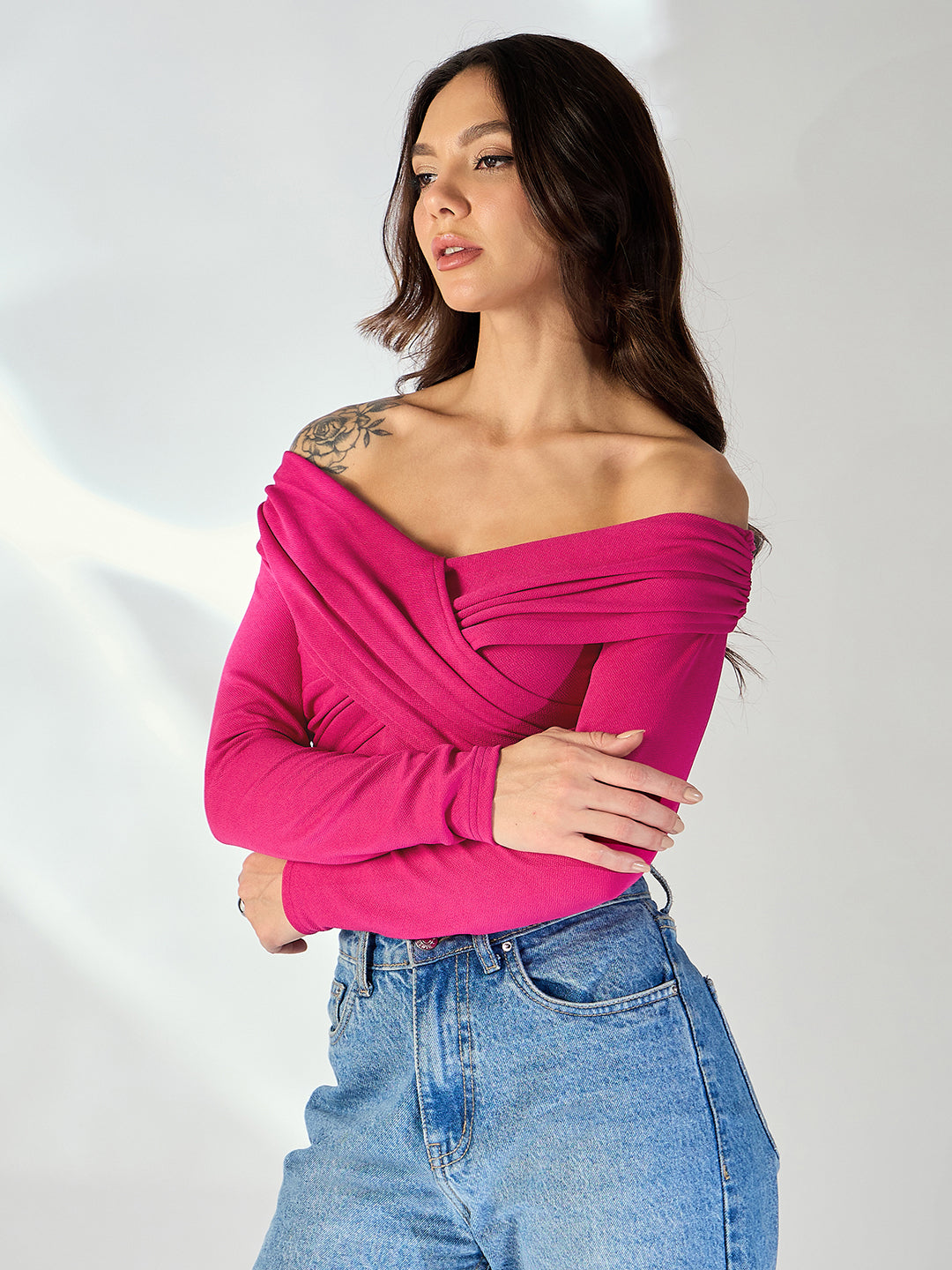 Wrap Style Bardot Top - Uptownie