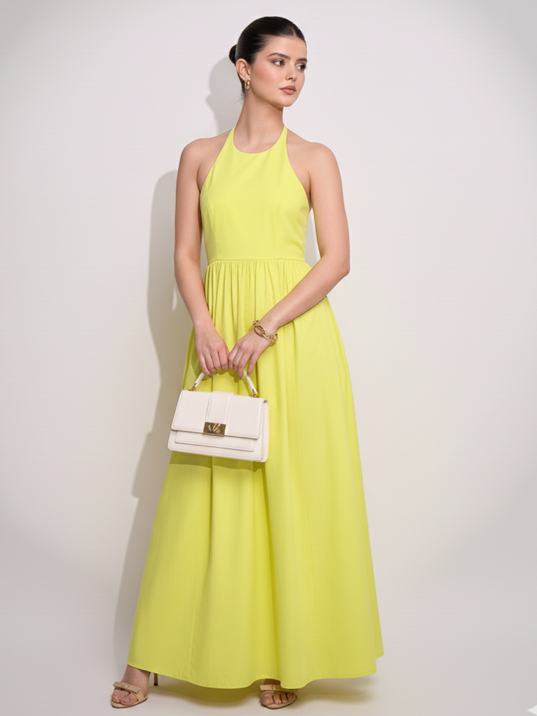 Halter Neck Cotton Maxi Dress