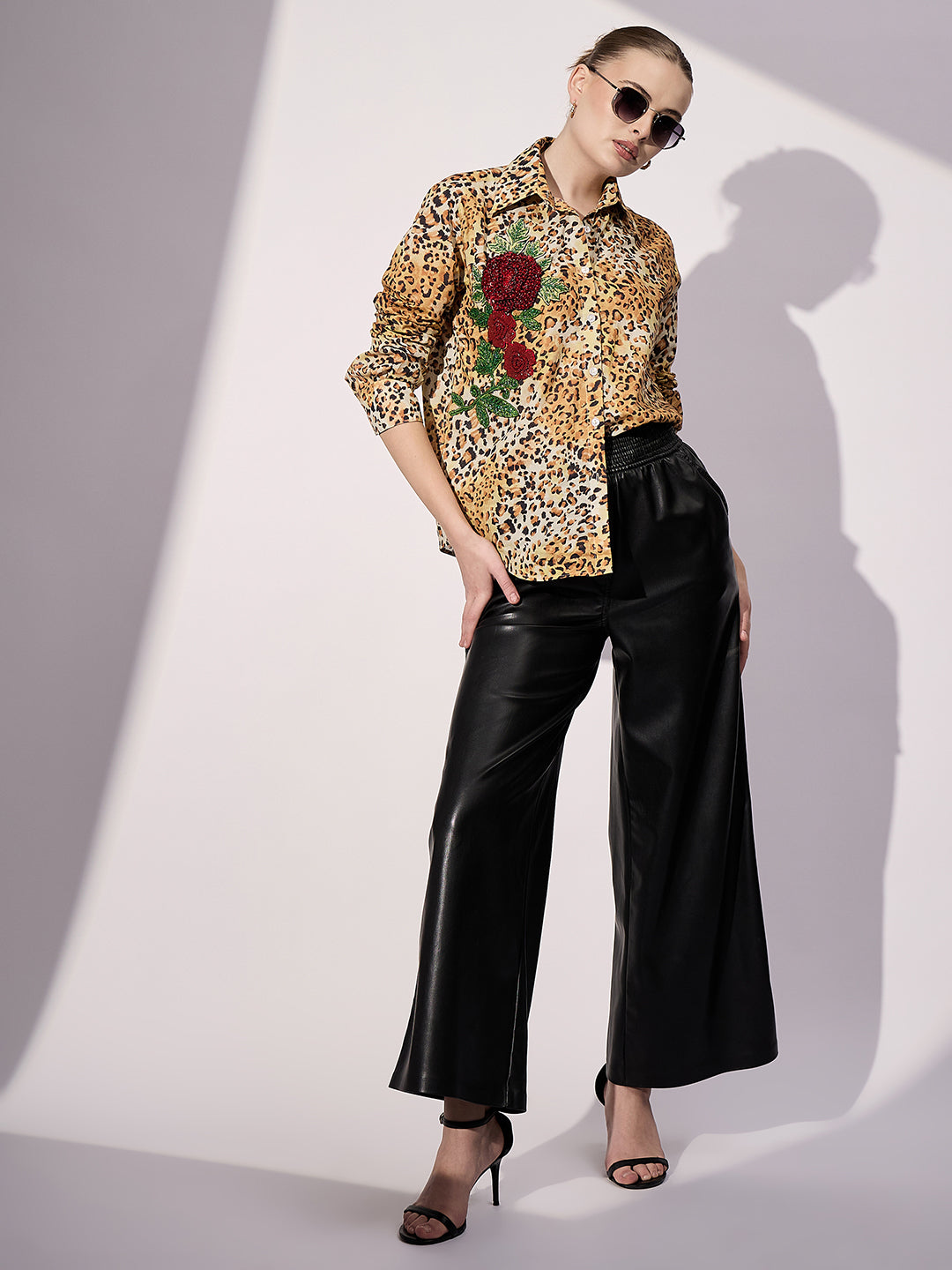 Sequinned Applique Cotton Shirt - Uptownie