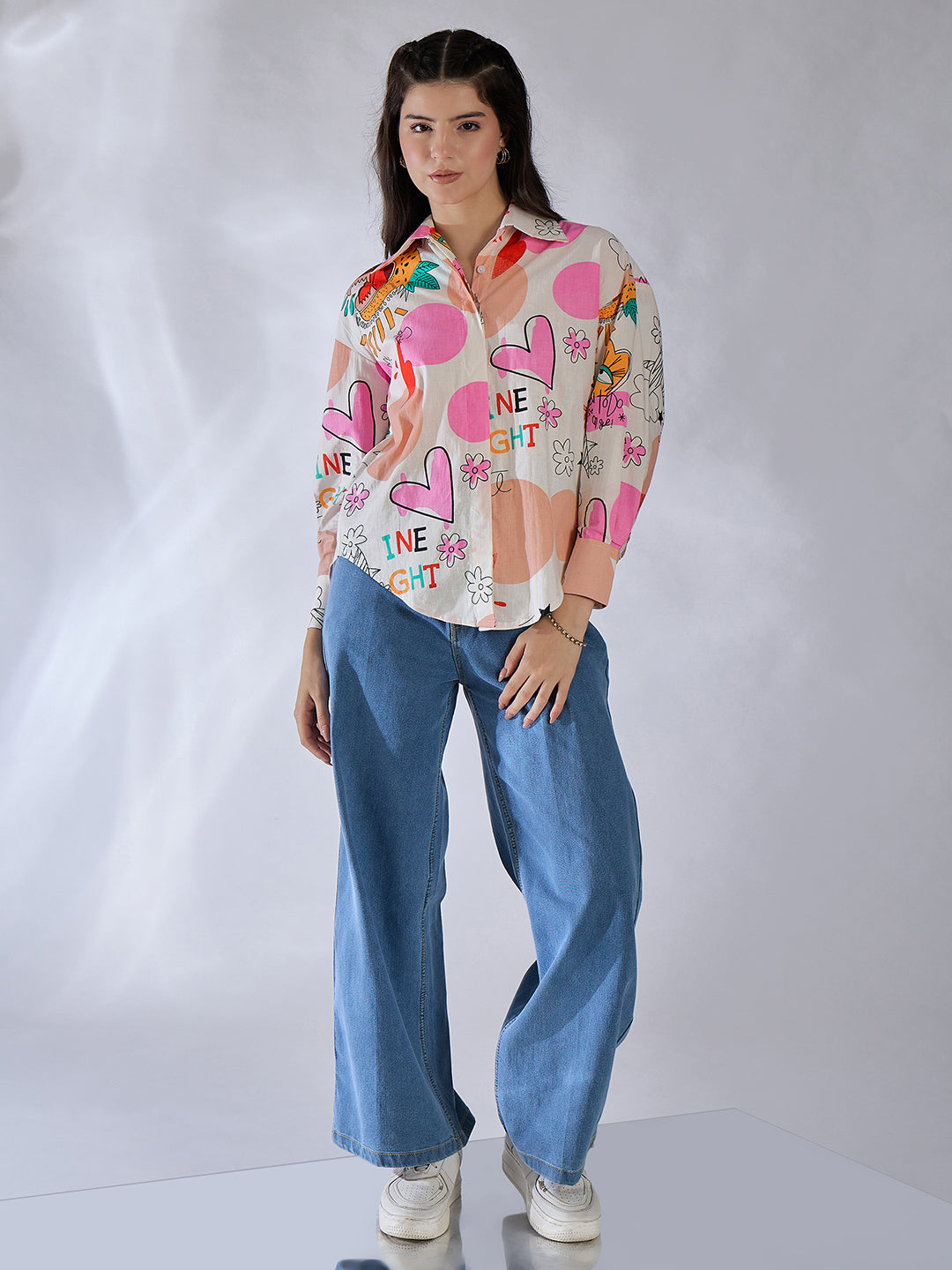 Printed Asymmetrical Cotton Shirt