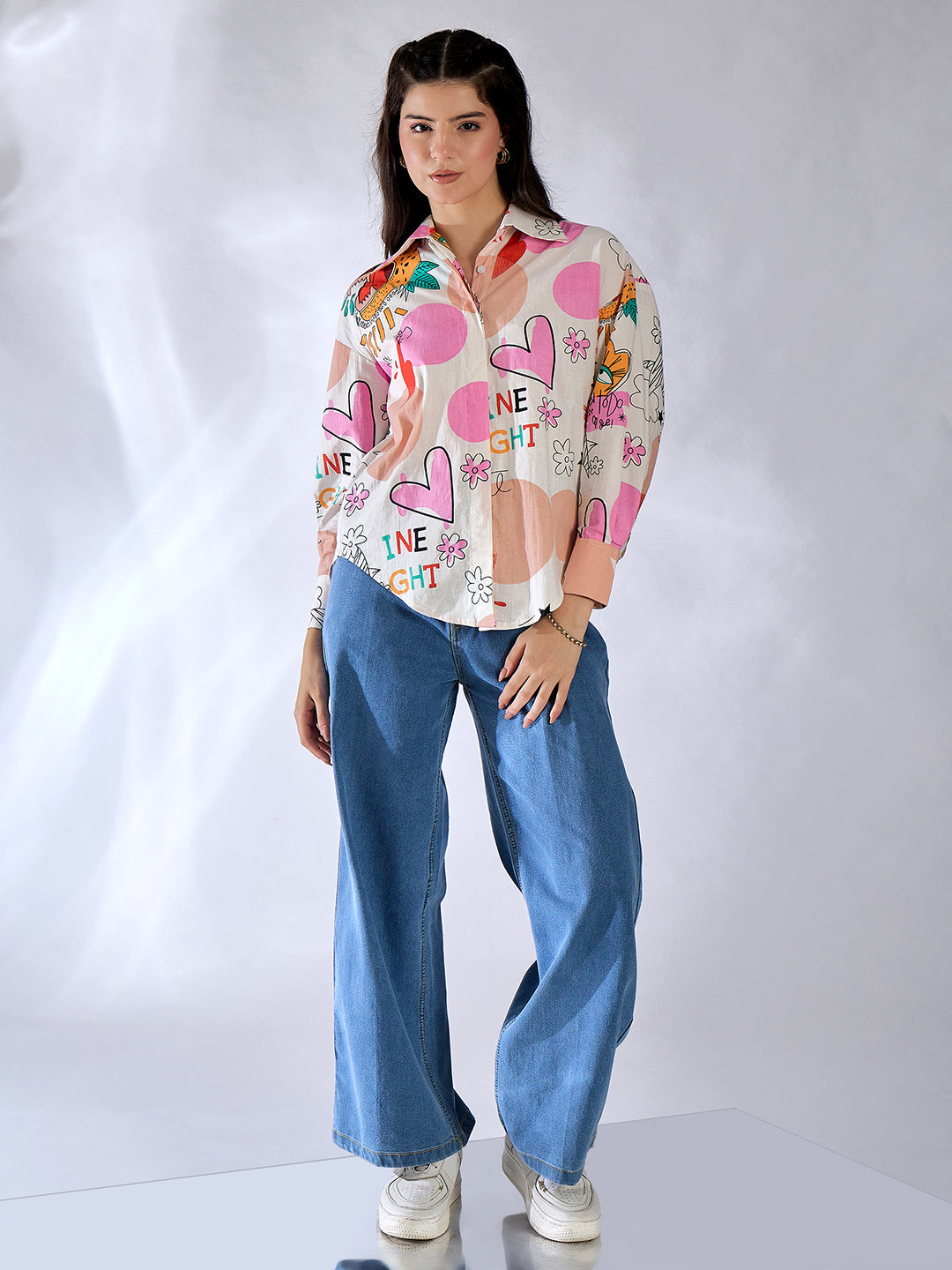Printed Asymmetrical Cotton Shirt - Uptownie