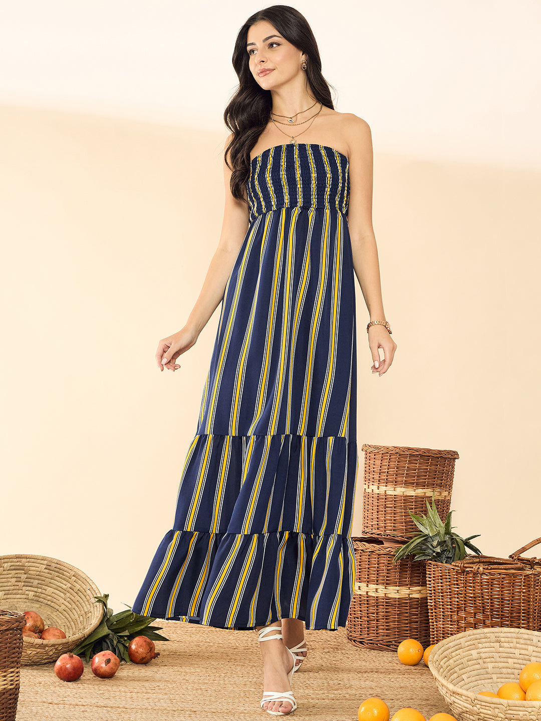Strapless Smocked Maxi Dress