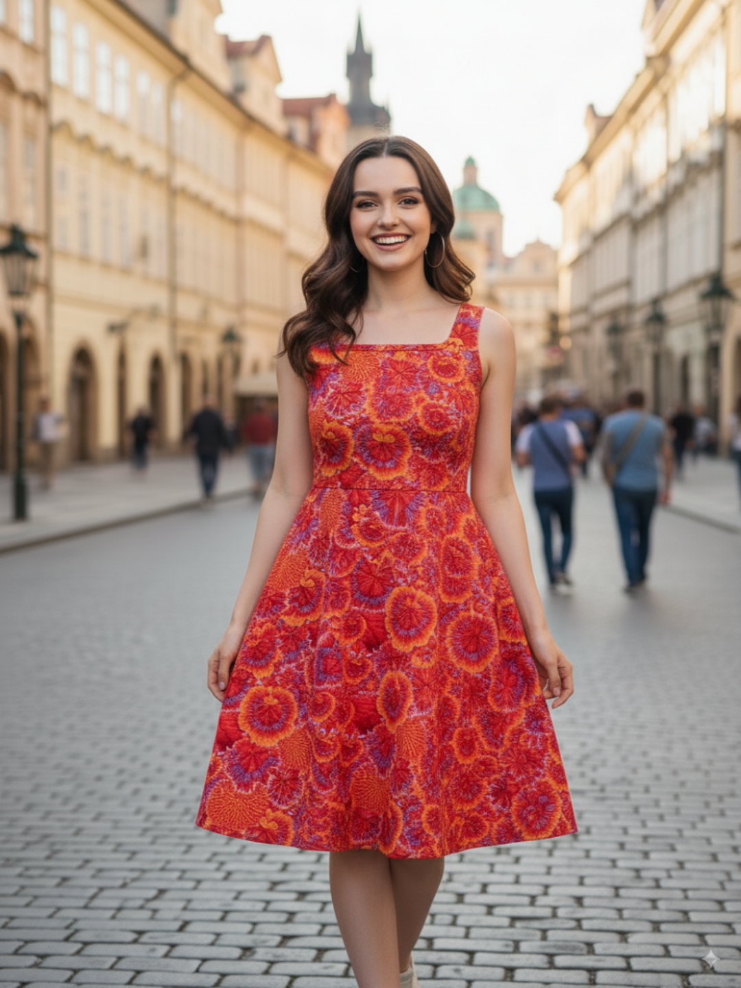 Sleeveless Round Neck Stretchable Cotton Skater Dress - Uptownie