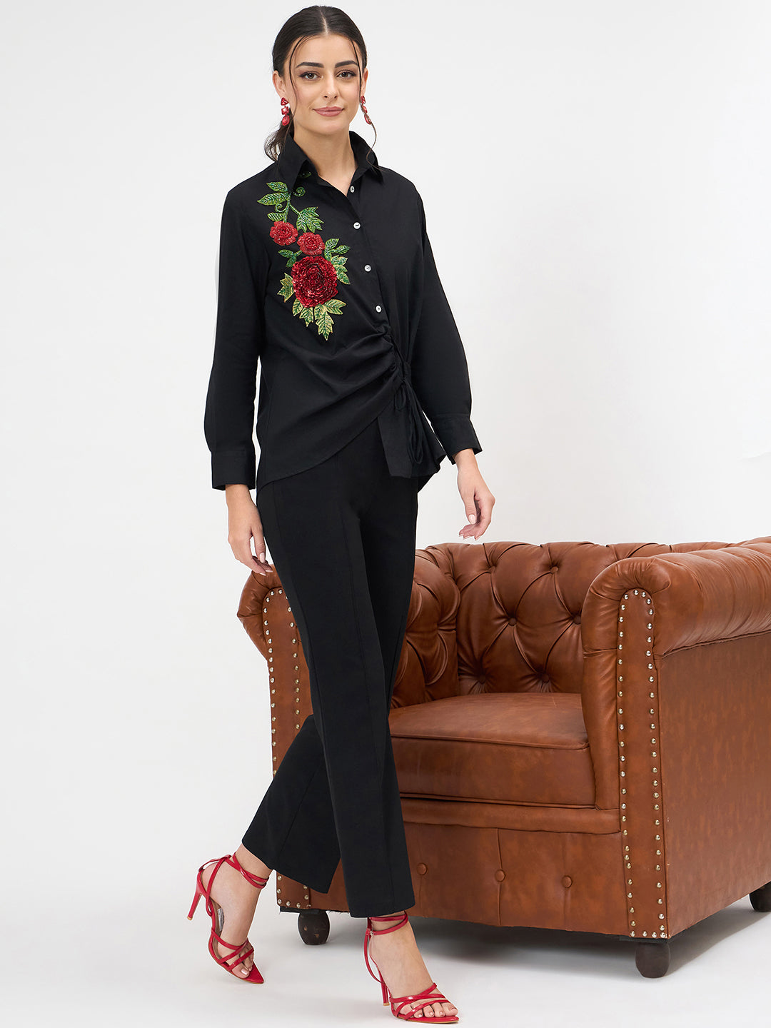 Side Tie-Up Cotton Shirt