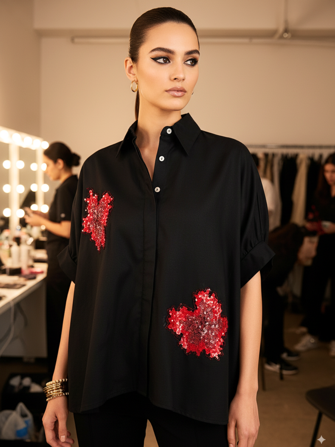 Antifit Embellished Cotton Shirt - Uptownie