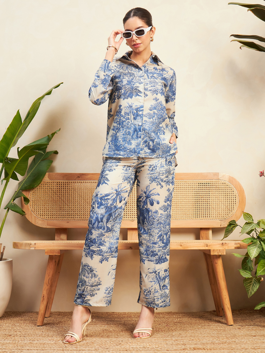 Printed Linen 2 Piece Co-ord Set - Uptownie