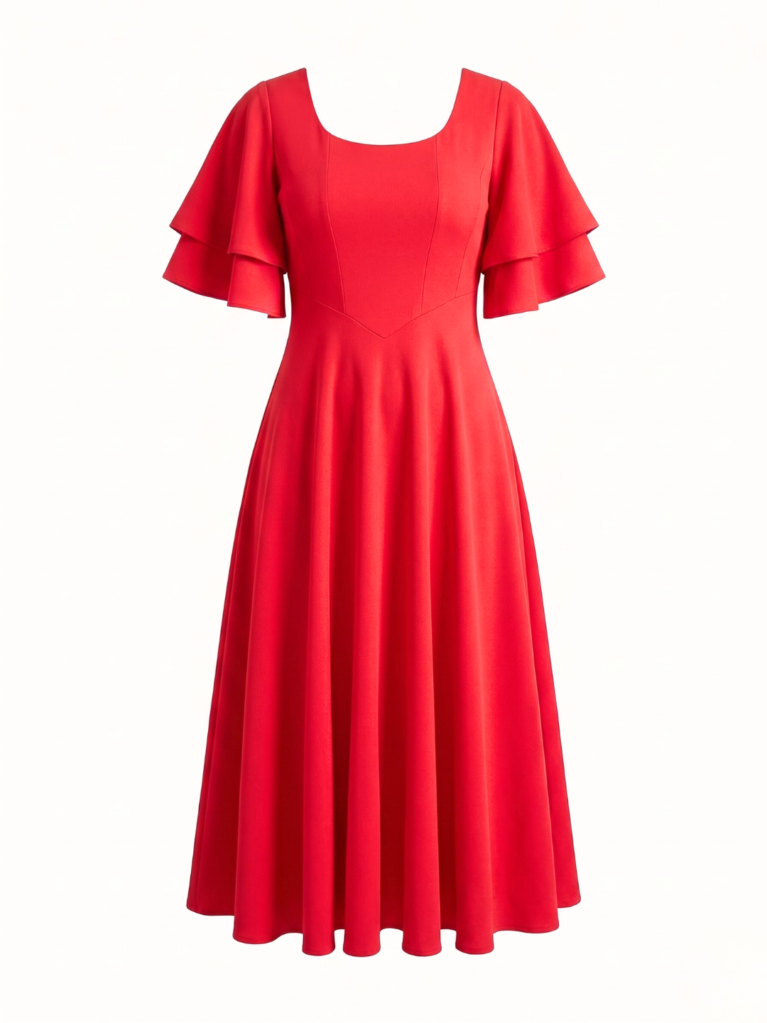 strapless open back dress Stretchable Ruffled Sleeve Fit & Flare Dress