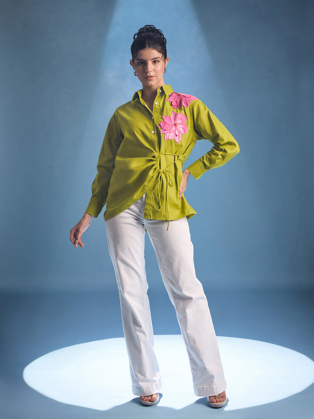 Side Tie-Up Cotton Shirt - Uptownie