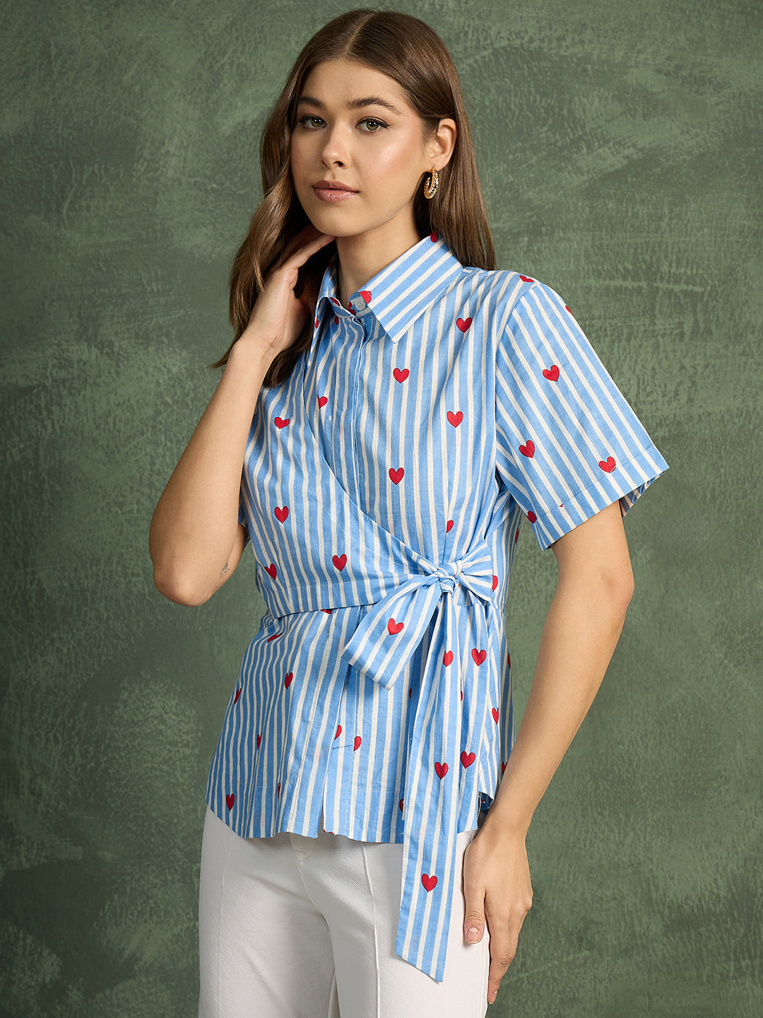 Haut Fille Crewcuts à Manches Liées (Tie-Sleeve) - Rayé Bleu - Taille 14 - Neuf Sans Étiquettes - Style Mignon Et Décontracté