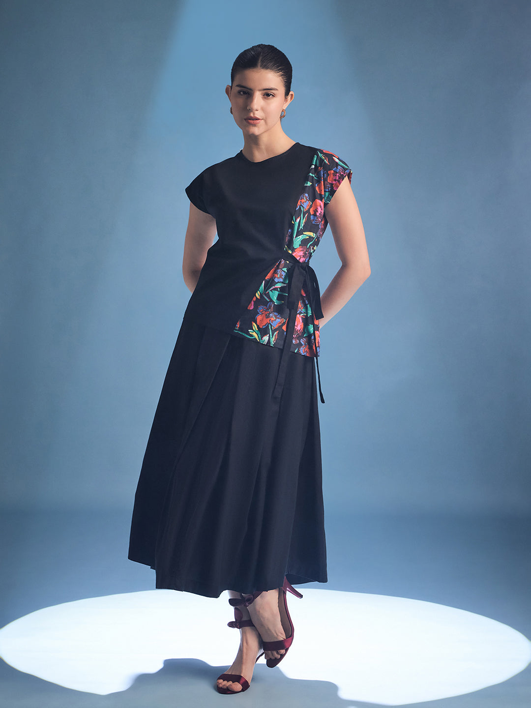 Contrast Tie Up Cotton Top - Uptownie