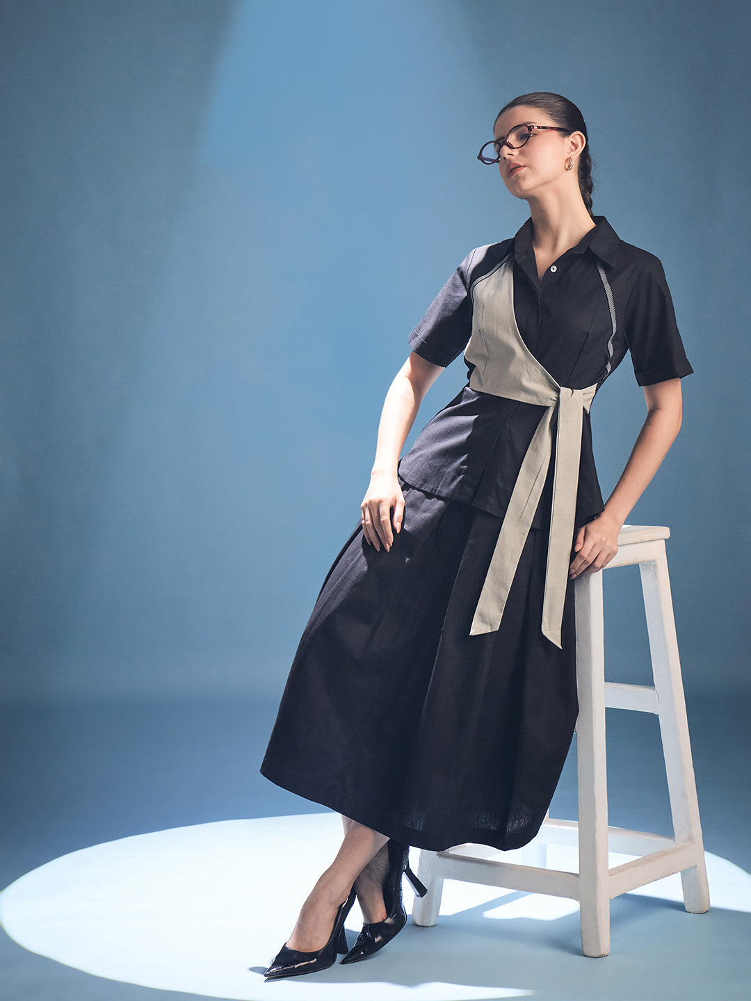 Cotton Waist Tie-Up Shirt - Uptownie