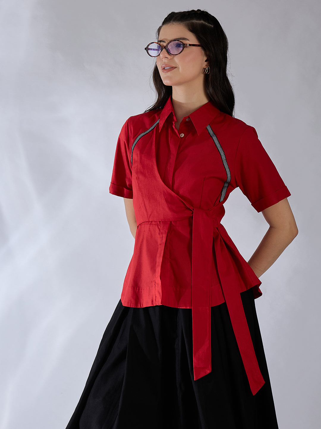 Cotton Waist Tie-Up Shirt - Uptownie