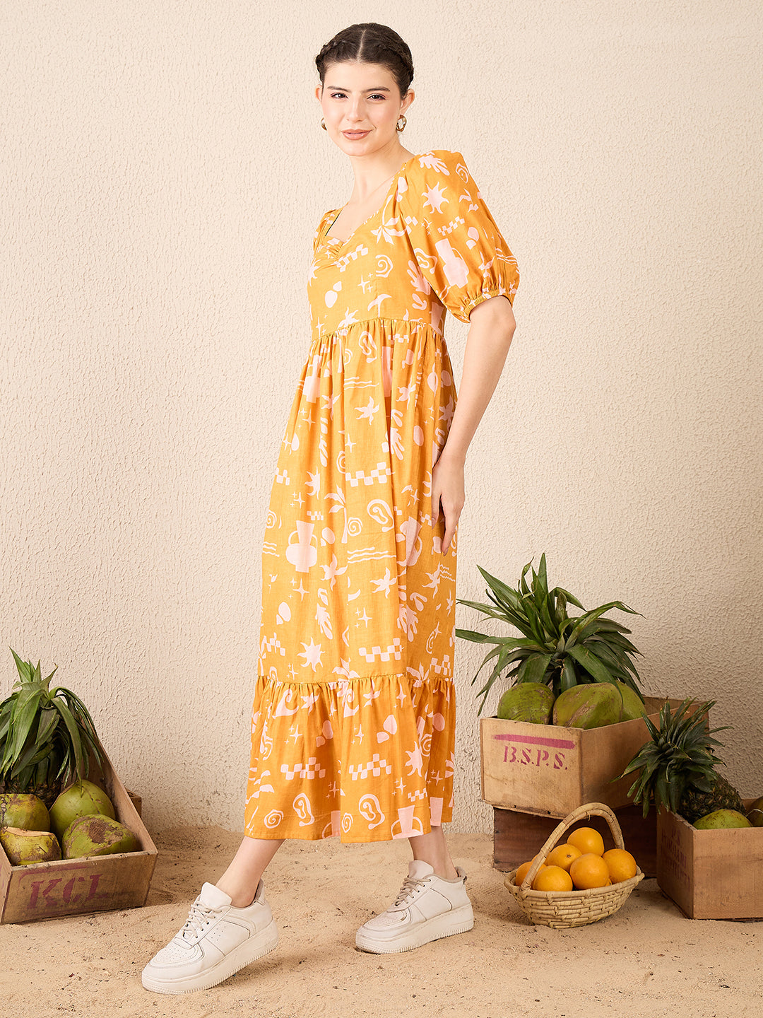 Cotton Tiered Midi Dress - Uptownie