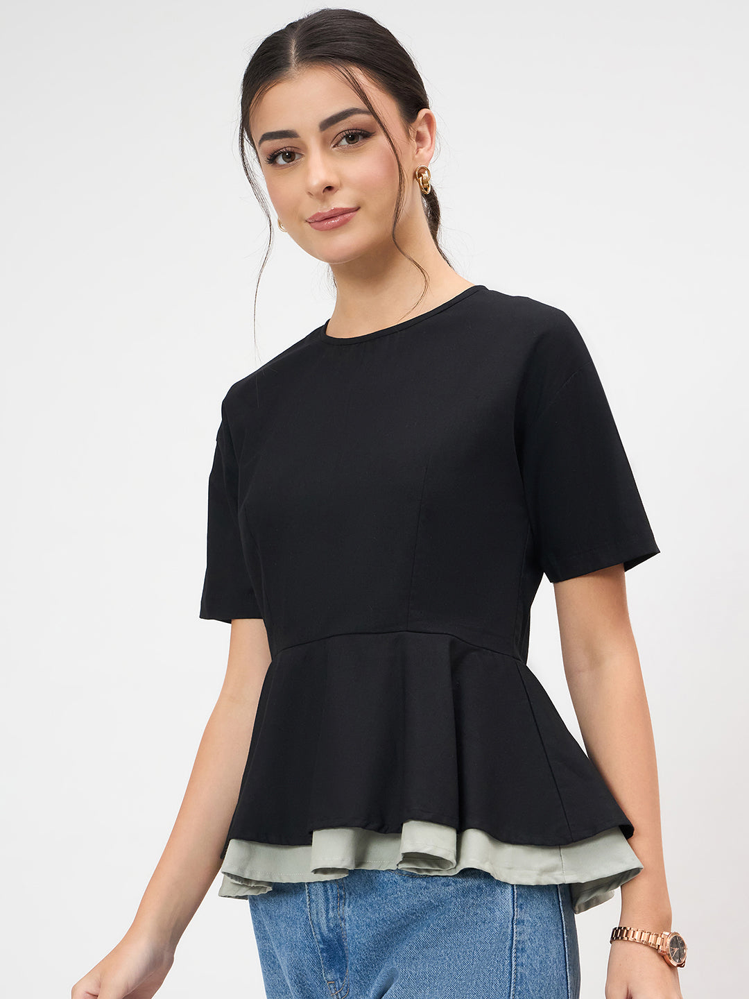 Pure Cotton Layered Peplum Top