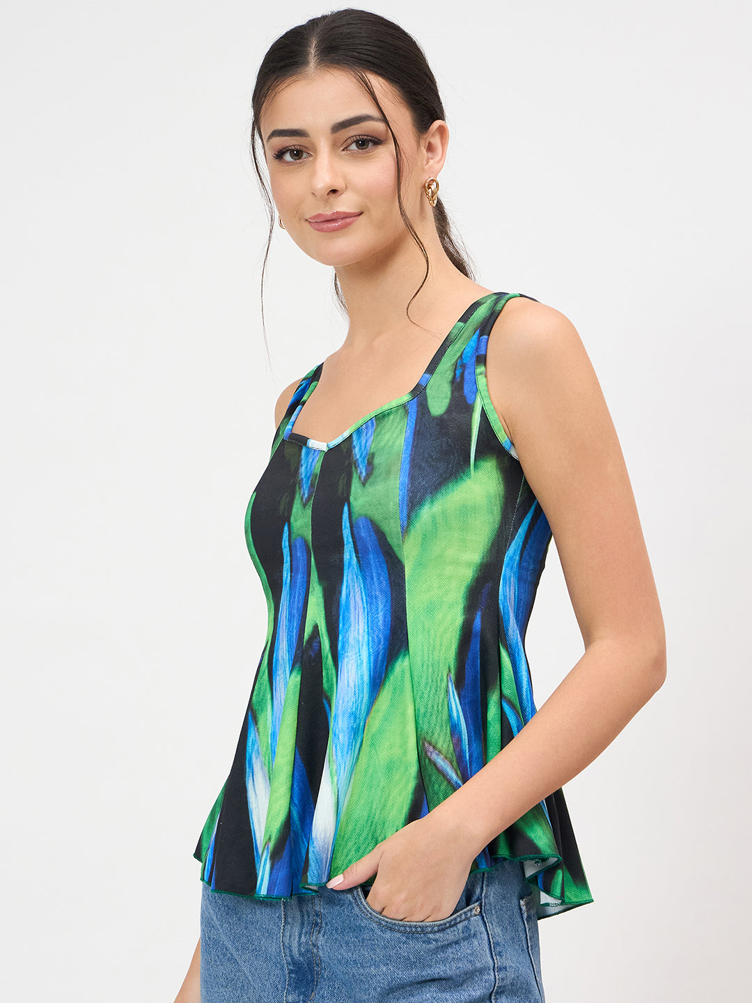 Stretchable Panelled Peplum Top