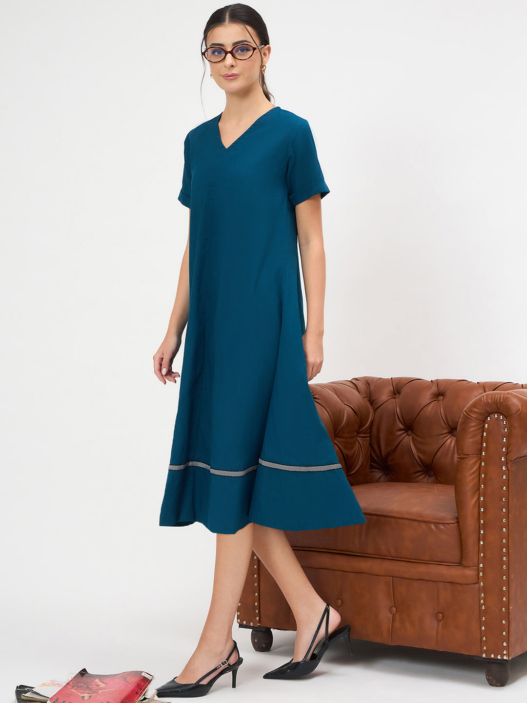Pure Cotton A-Line Midi Dress