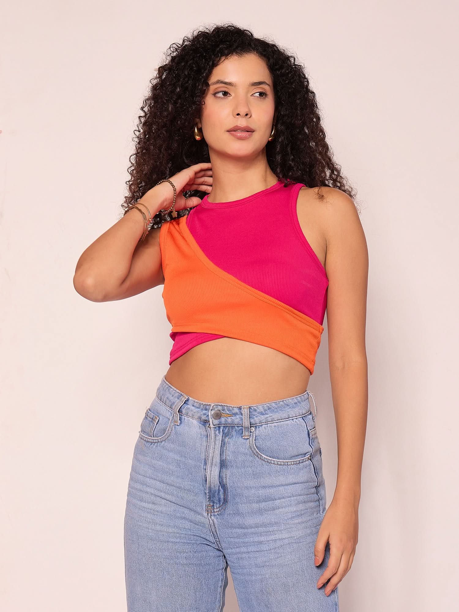Dual Panelled Ribbed Top - Uptownie