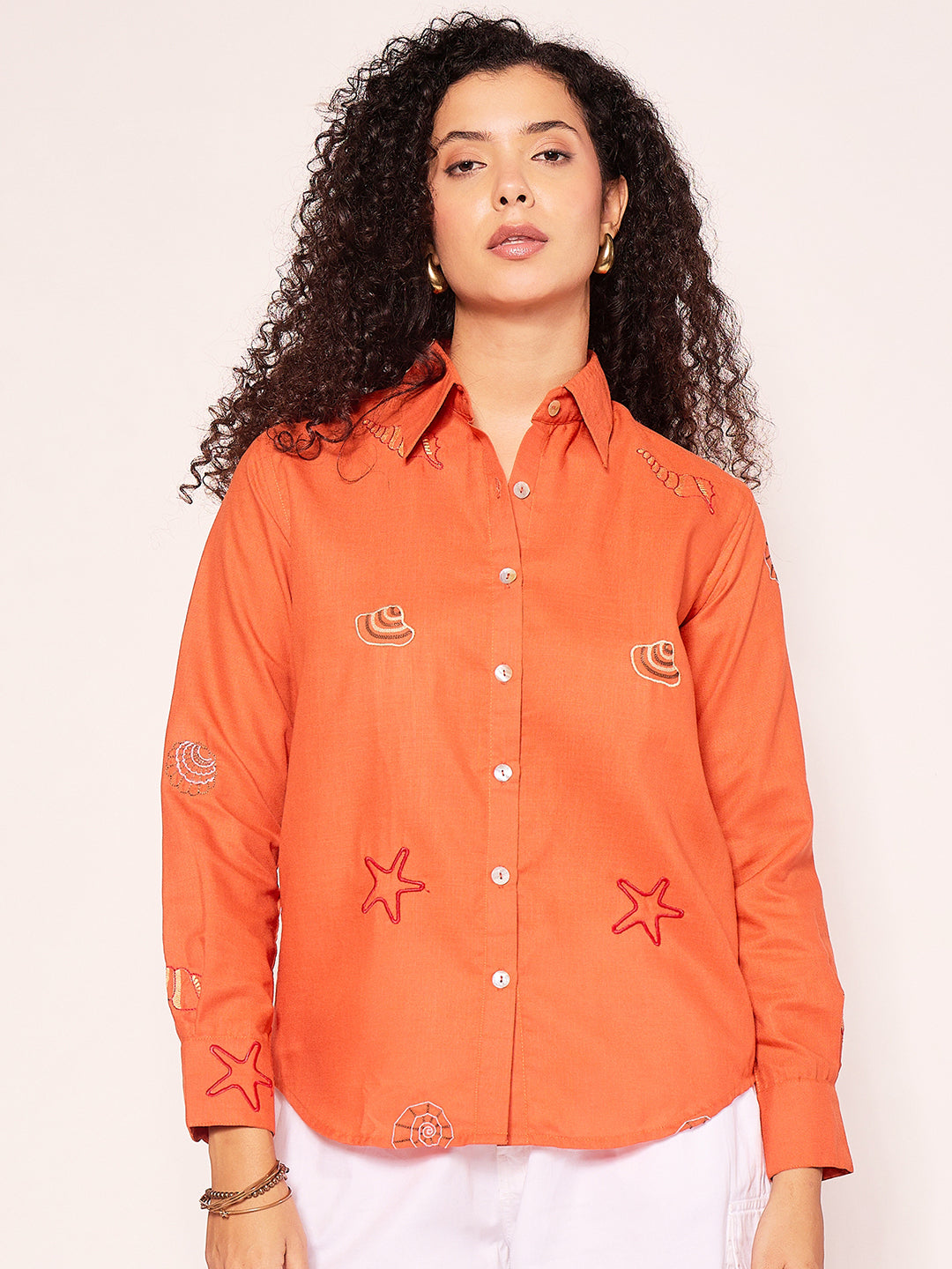 All Over Embroidered Linen Shirt - Uptownie