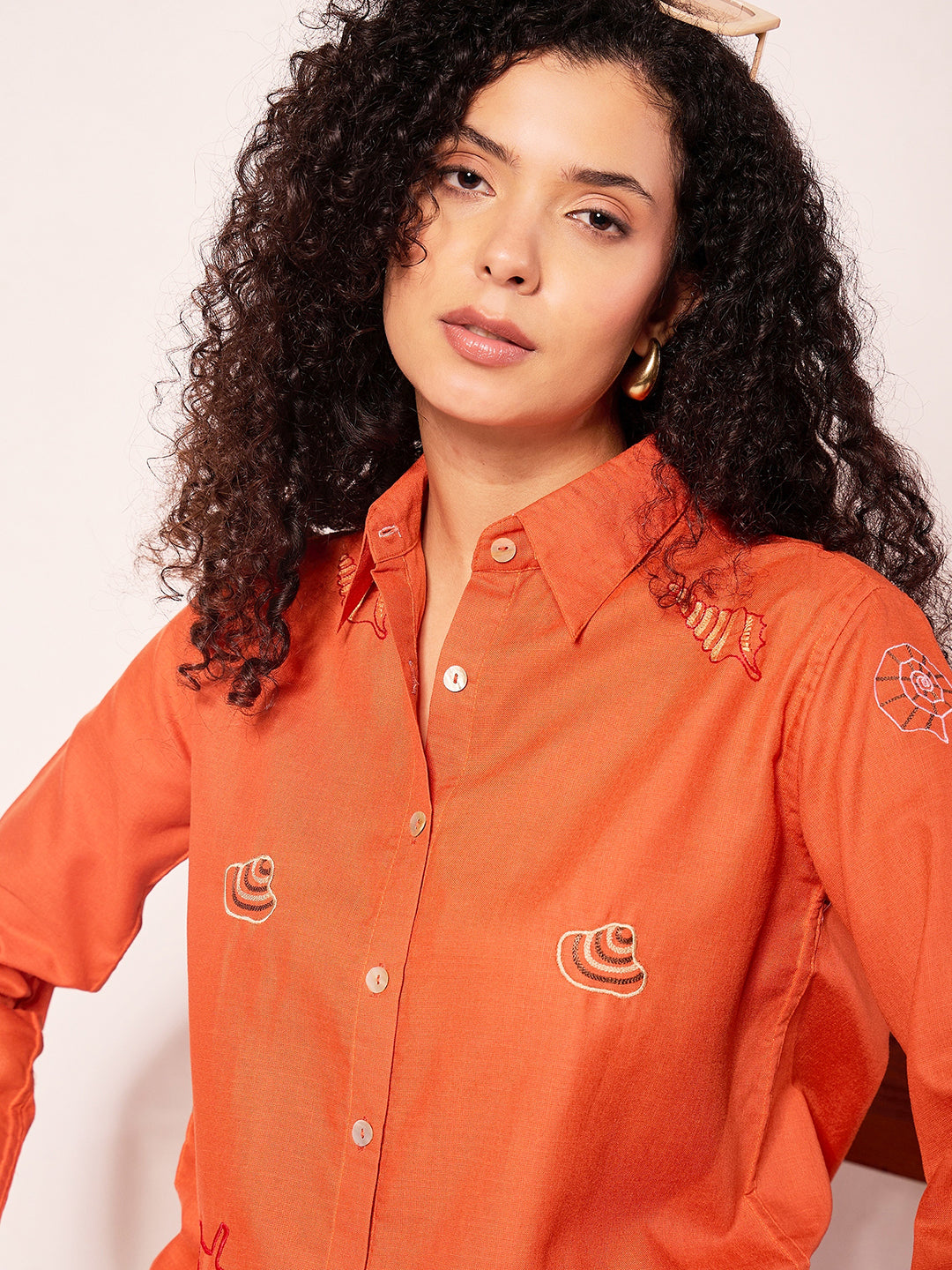 All Over Embroidered Linen Shirt - Uptownie