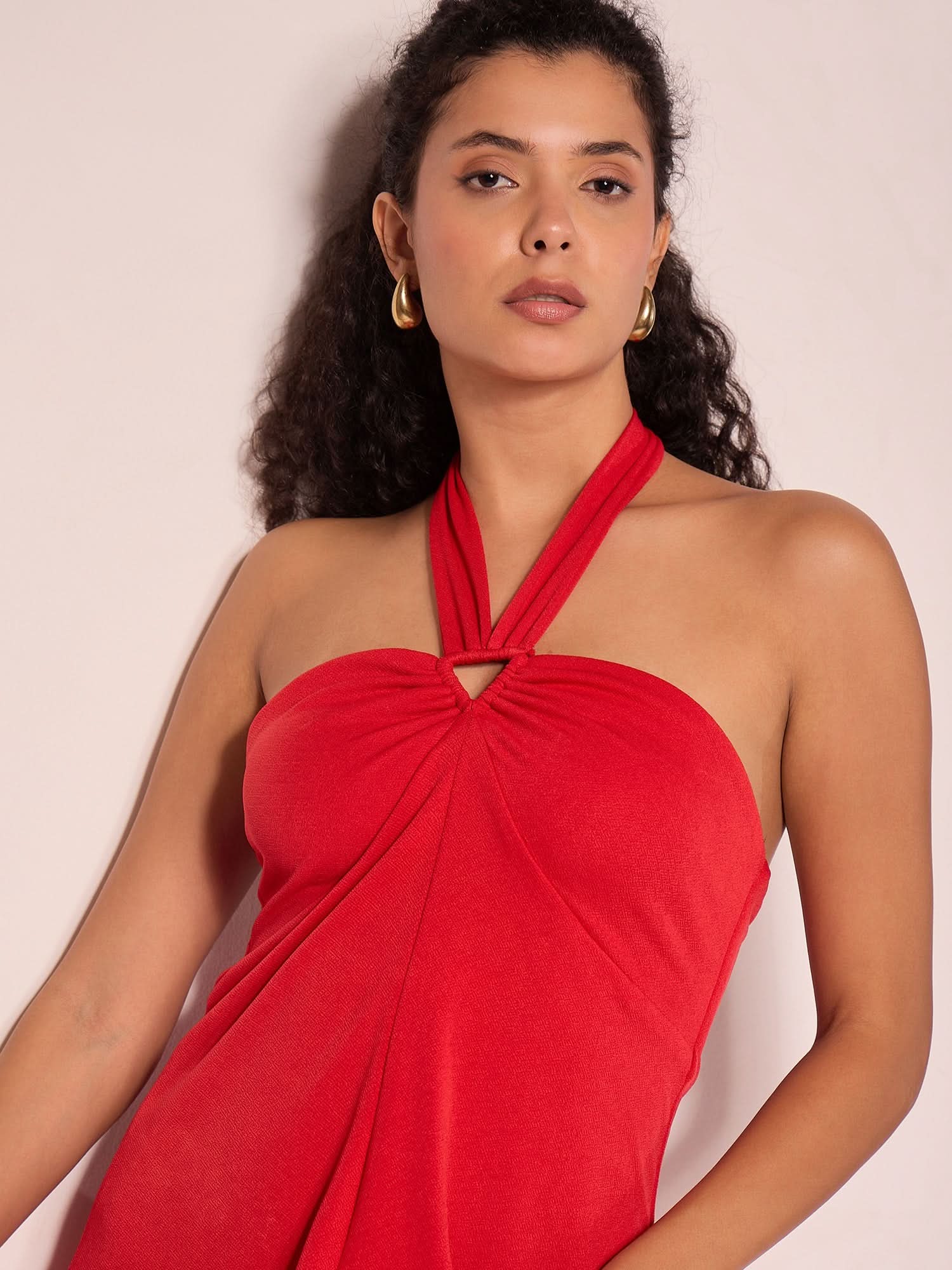 Stretchable Halter Neck Mini Skater Dress Stretchable Halter Neck Mini Skater Dress
