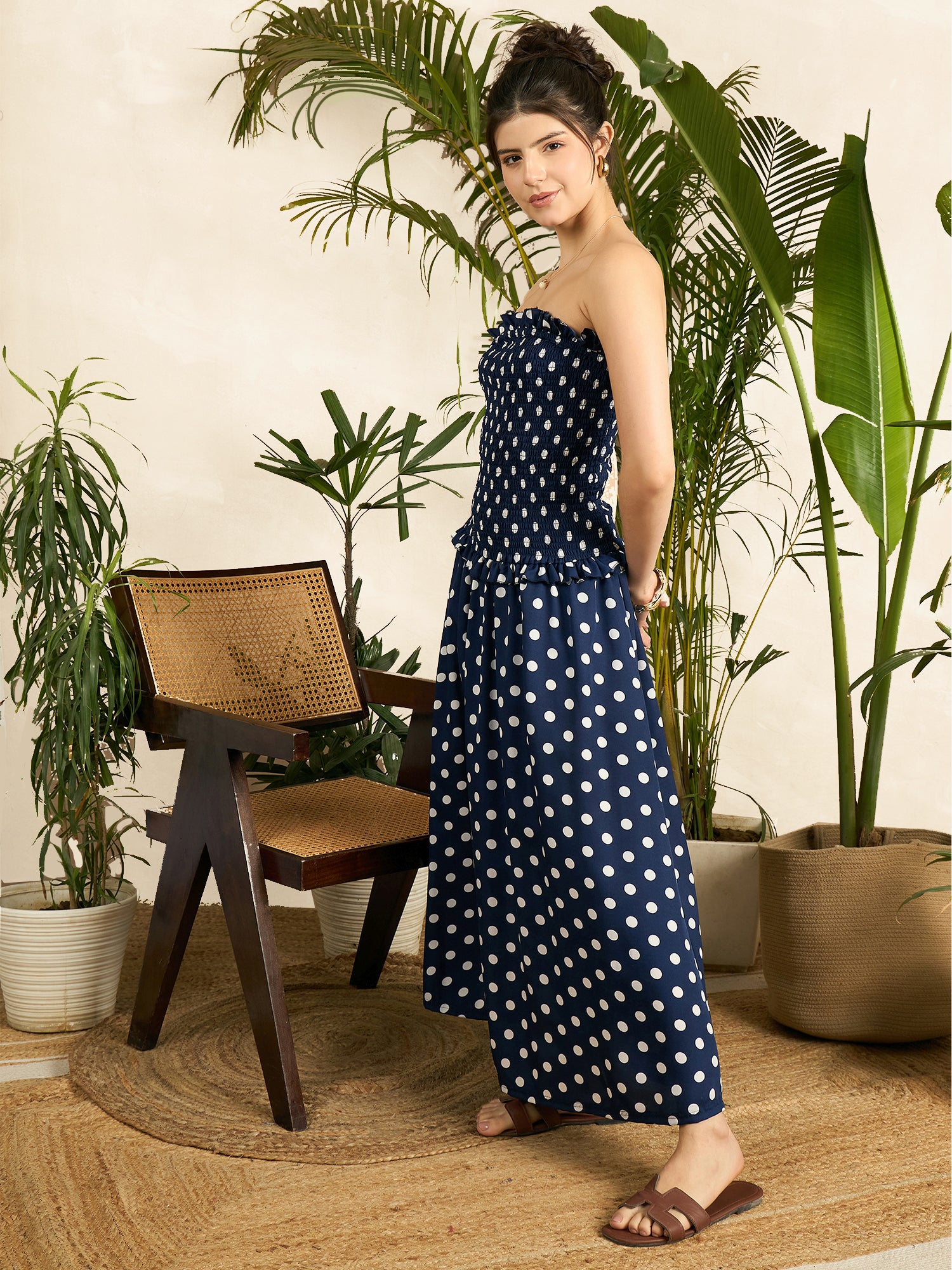 Smocked Drop Waist Off Shoulder Dress