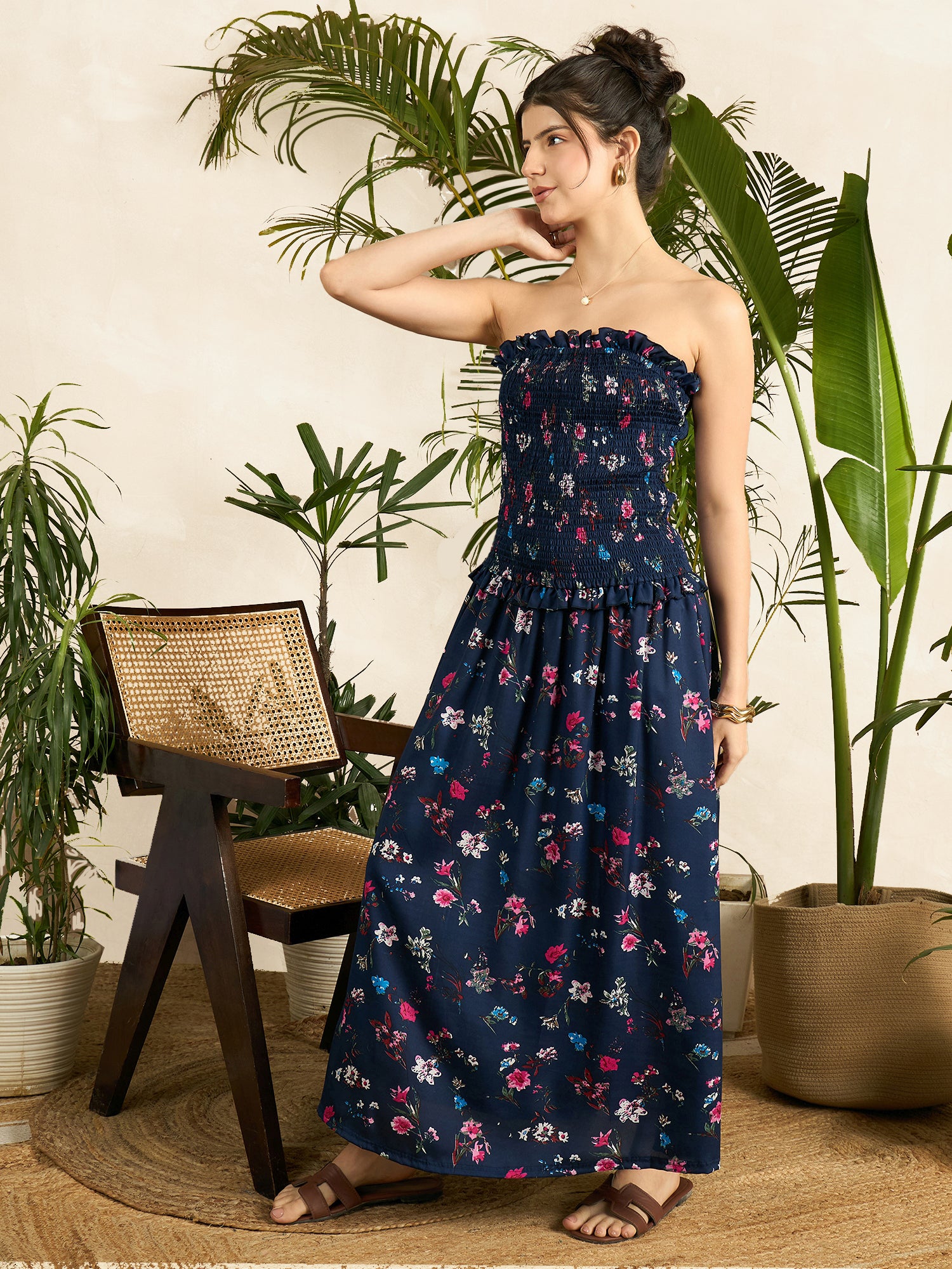Smocked Drop Waist Off Shoulder Dress - Uptownie