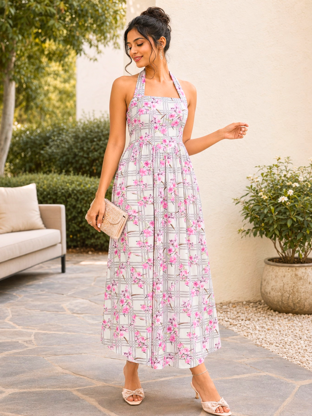 Stretchable Halter Neck Maxi Dress