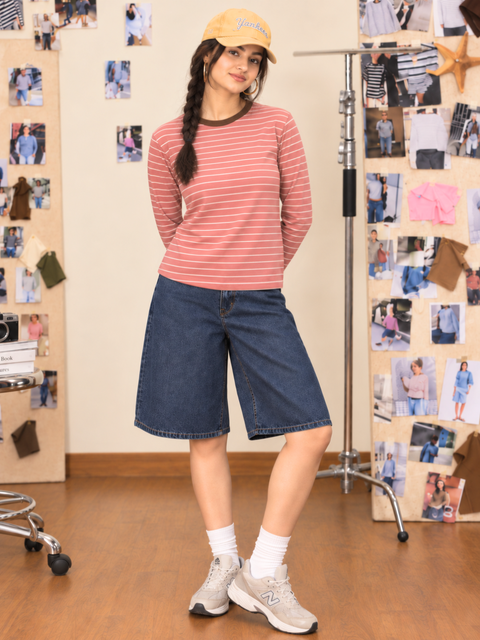 Striped Crew Neck Cotton T-Shirt