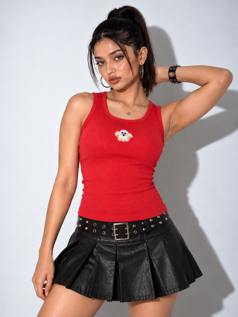 Ghost Beaded Ribbed Tank Top