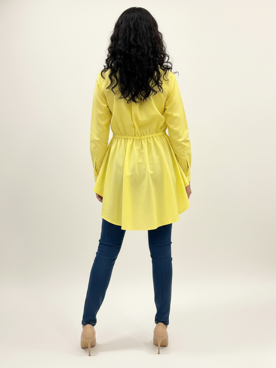 Cotton Drawstring Peplum Shirt