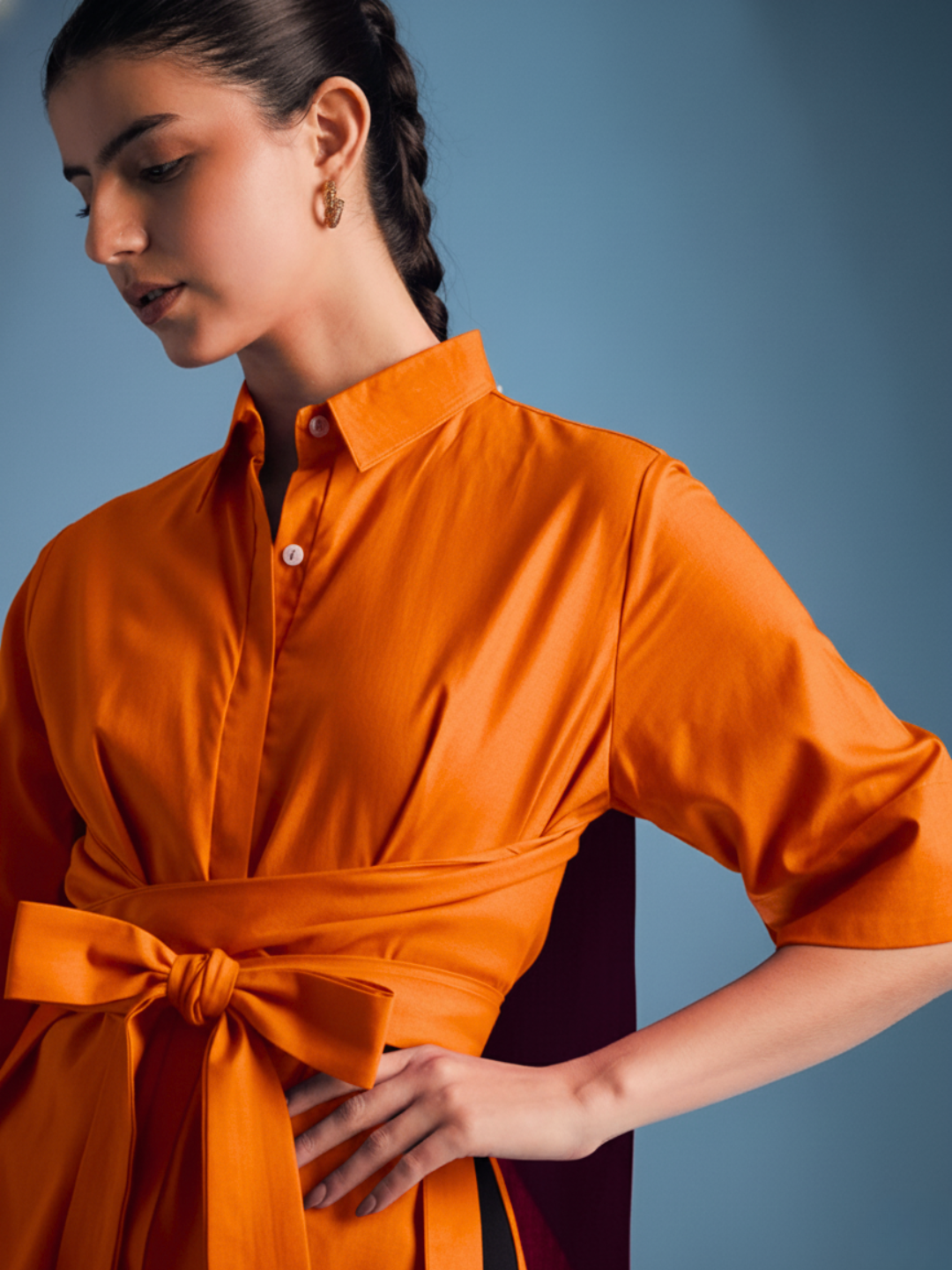 Cotton Tie Up Cape Shirt