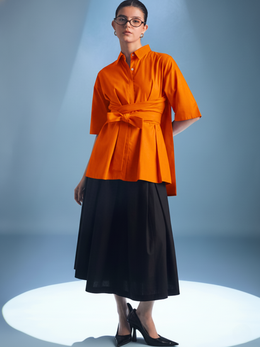 Cotton Tie Up Cape Shirt