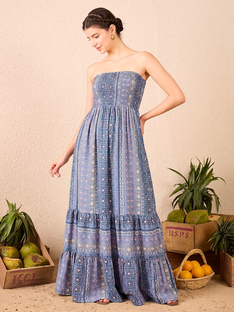 Strapless Smocked Maxi Dress