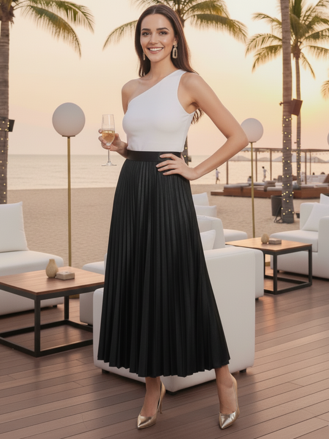 Pleated Midi Skirt - Uptownie