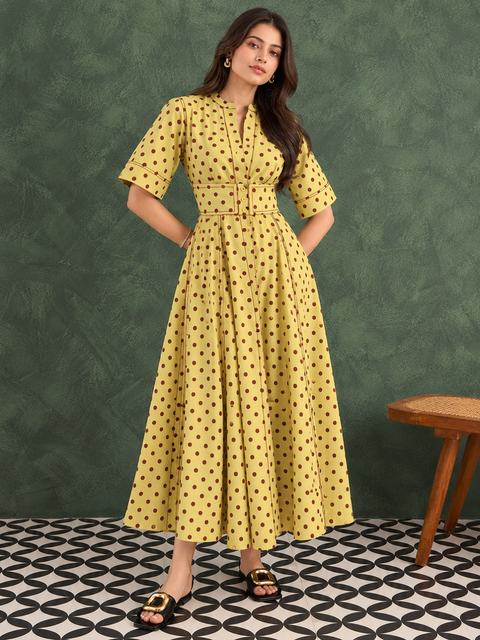 Corset Panelled Cotton Midi Dress