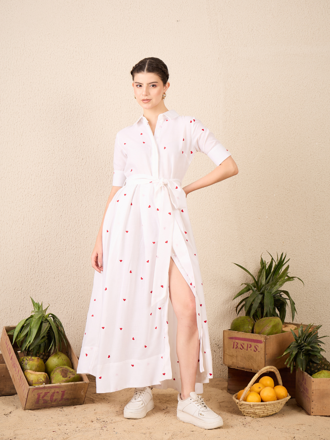 Buttoned Down Shirt Dress With Belt - Uptownie
