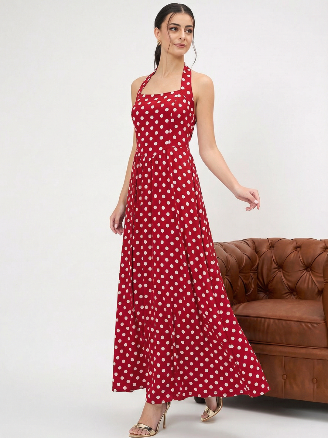 halter neck maxi dress online india Stretchable Halter Neck Maxi Dress