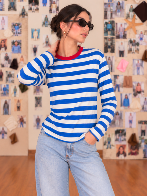 Striped Crew Neck Cotton T-Shirt