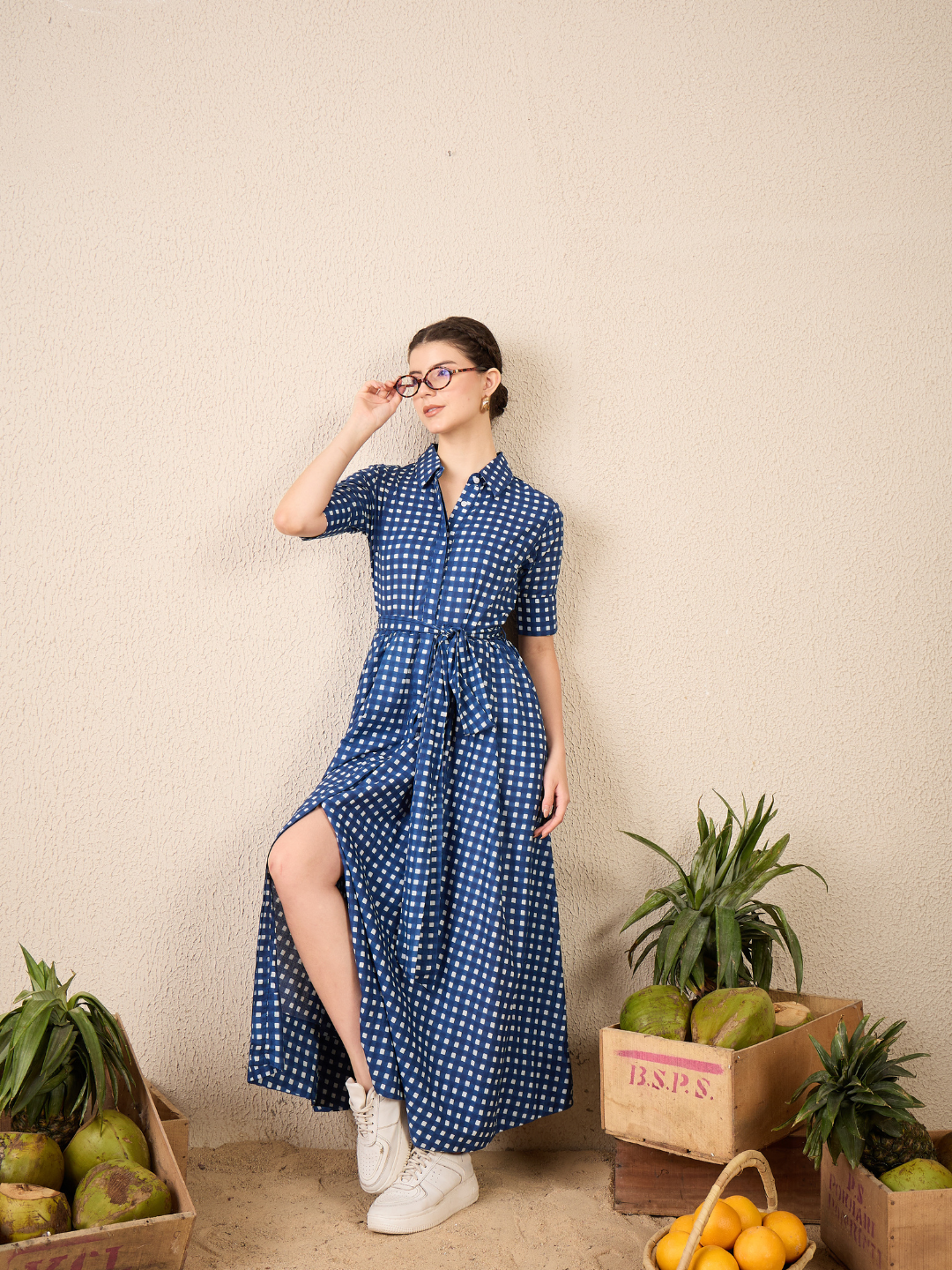 Buttoned Down Shirt Dress With Belt - Uptownie
